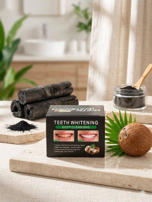 مسحوق مبيض للأسنان بالفحم