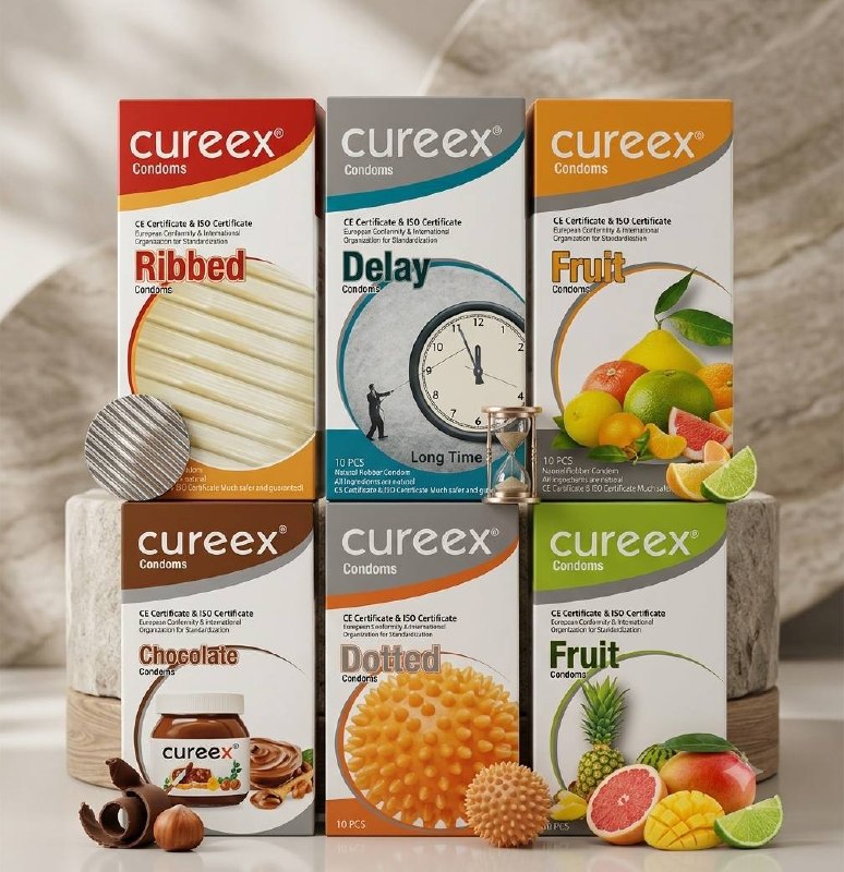 واقي ذكري كيوريكس Curex تركي أصلي منوع 12 قطعة