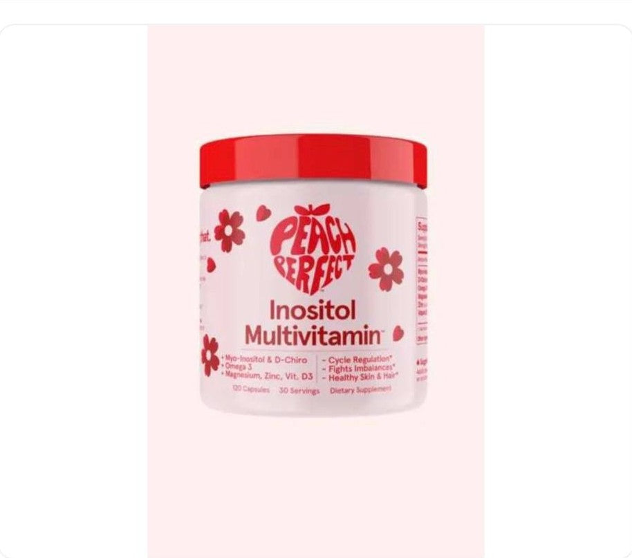 عبوة كبسولات Peach Perfect Inositol Multivitamin تحتوي على 120 كبسولة