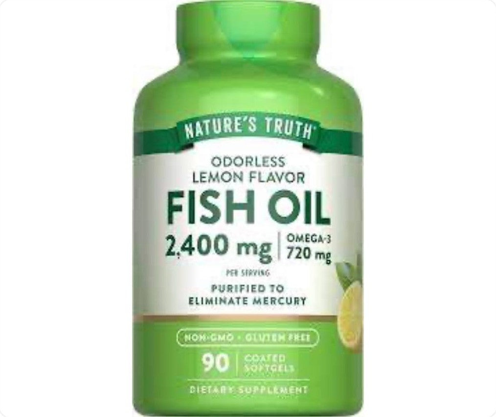 عبوة زيت السمك 2400 ملغ من Nature's Truth بعدد 90 كبسولة هلامية مغلفة
