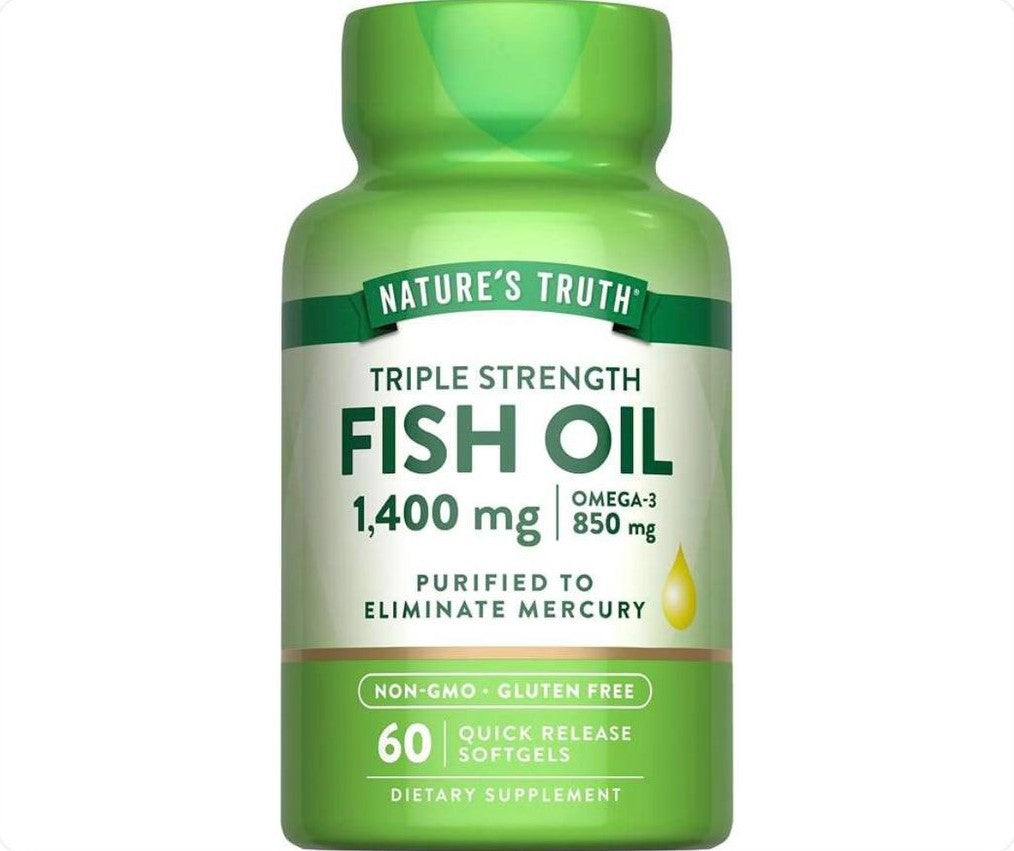 Nature's Truth زيت السمك ثلاثي القوة 1400 ملغ 60 كبسولة هلامية