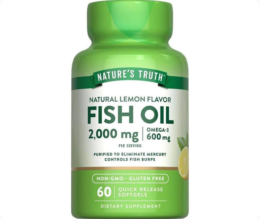 عبوة زيت السمك بنكهة الليمون الطبيعية من Nature's Truth بحجم 60 كبسولة هلامية