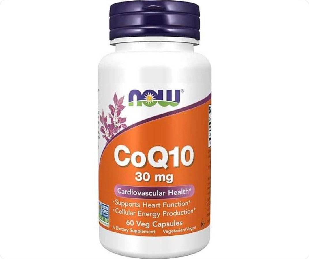عبوة مكمل غذائي كو كيو 10 من NOW Foods بتركيز 30 ملغ بعدد 60 كبسولة نباتية