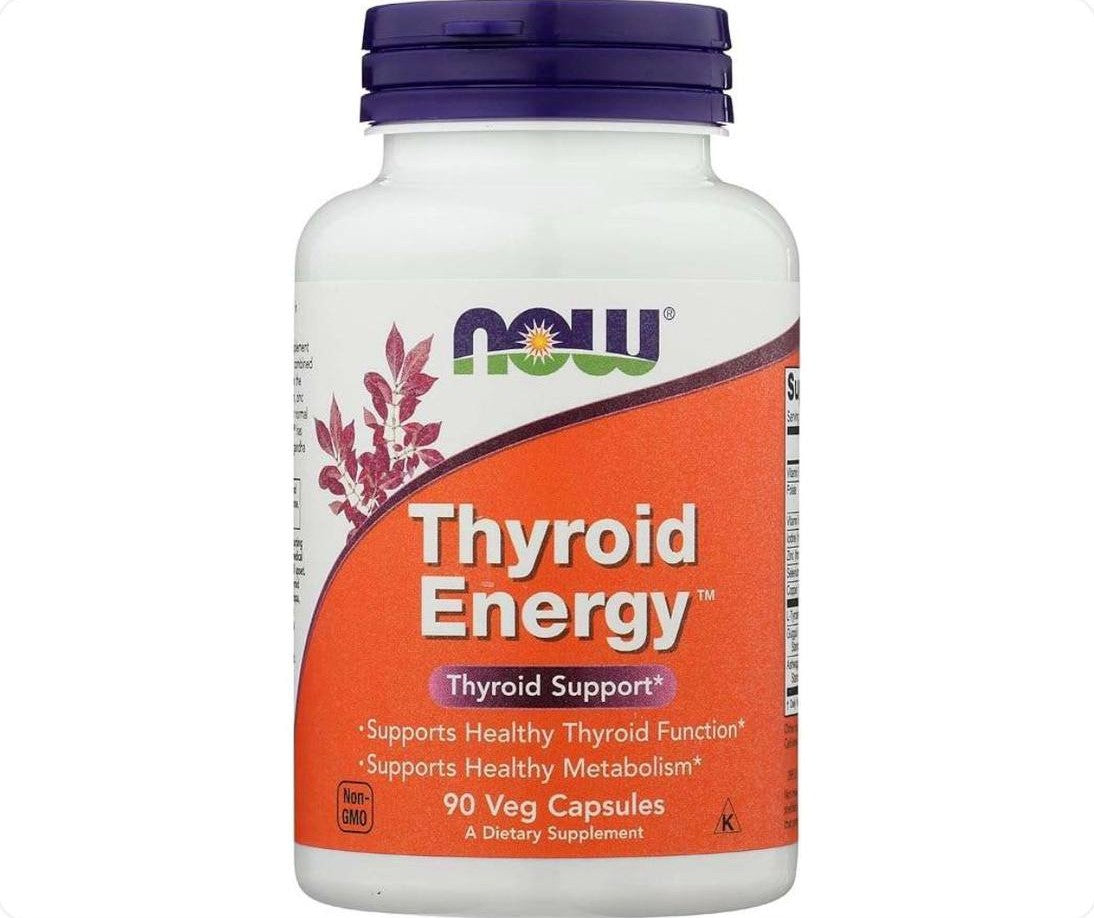 عبوة مكمل طاقة الغدة الدرقية Thyroid Energy من NOW Foods تحتوي على 90 كبسولة نباتية