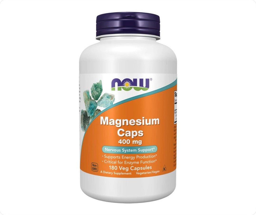 عبوة كبسولات مغنيسيوم Magnesium Caps من NOW Foods تركيز 400 ملغ 180 كبسولة نباتية