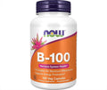 علبة مكمل بي-100 من NOW Foods تحتوي على 100 كبسولة نباتية