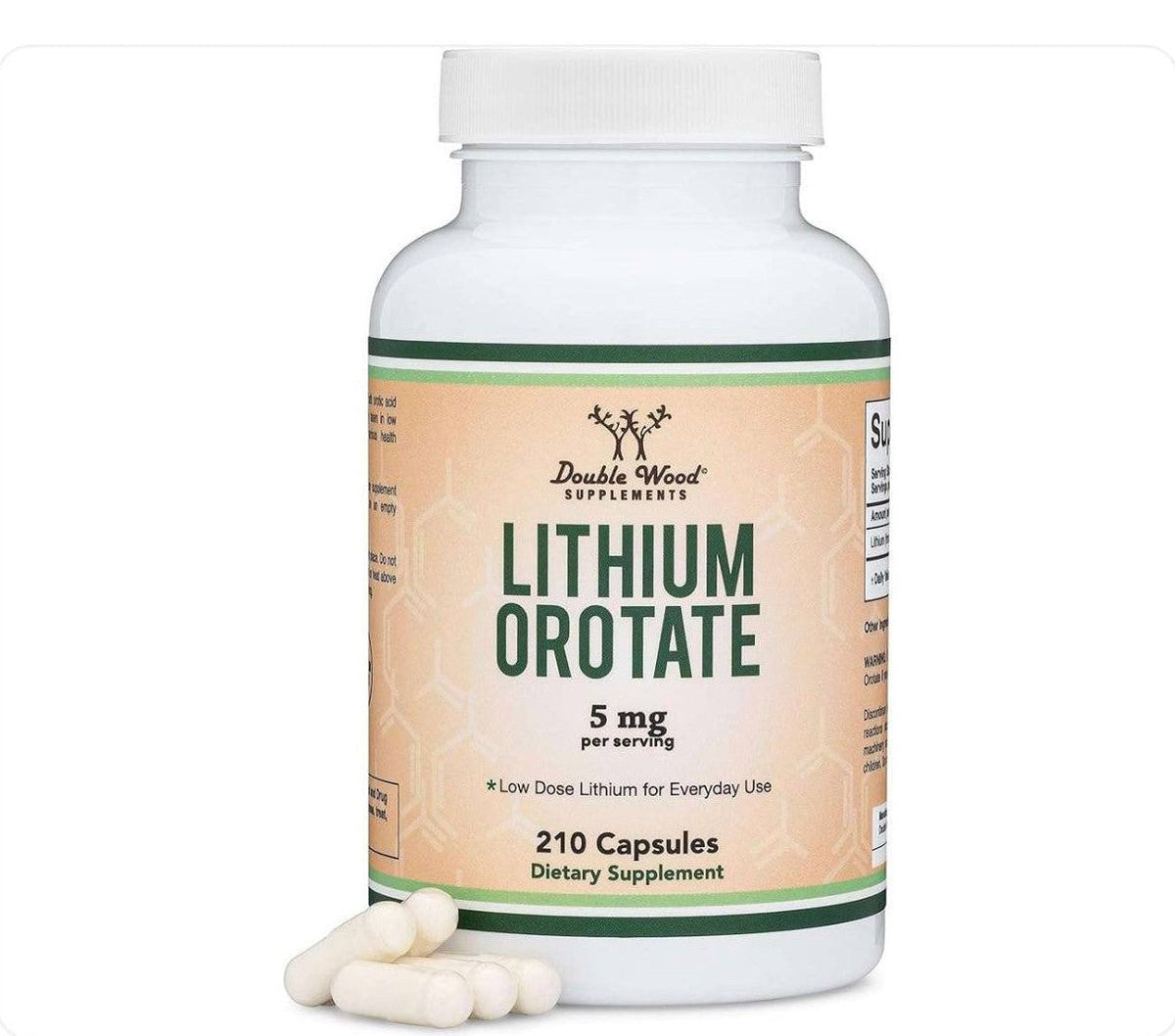 عبوة ليثيوم أوروتات من Double Wood Supplements تحتوي على 210 كبسولة