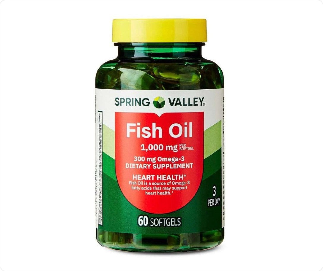 عبوة زيت السمك Fish Oil من ماركة Spring Valley تحتوي على 60 كبسولة هلامية