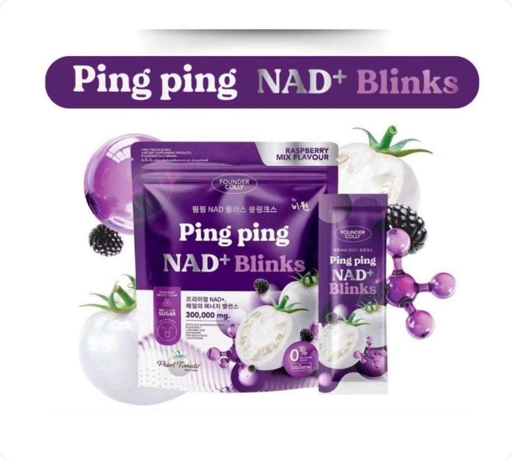 عبوة وأكياس Founder Colly Ping ping NAD+ Blinks بنكهة توت العليق