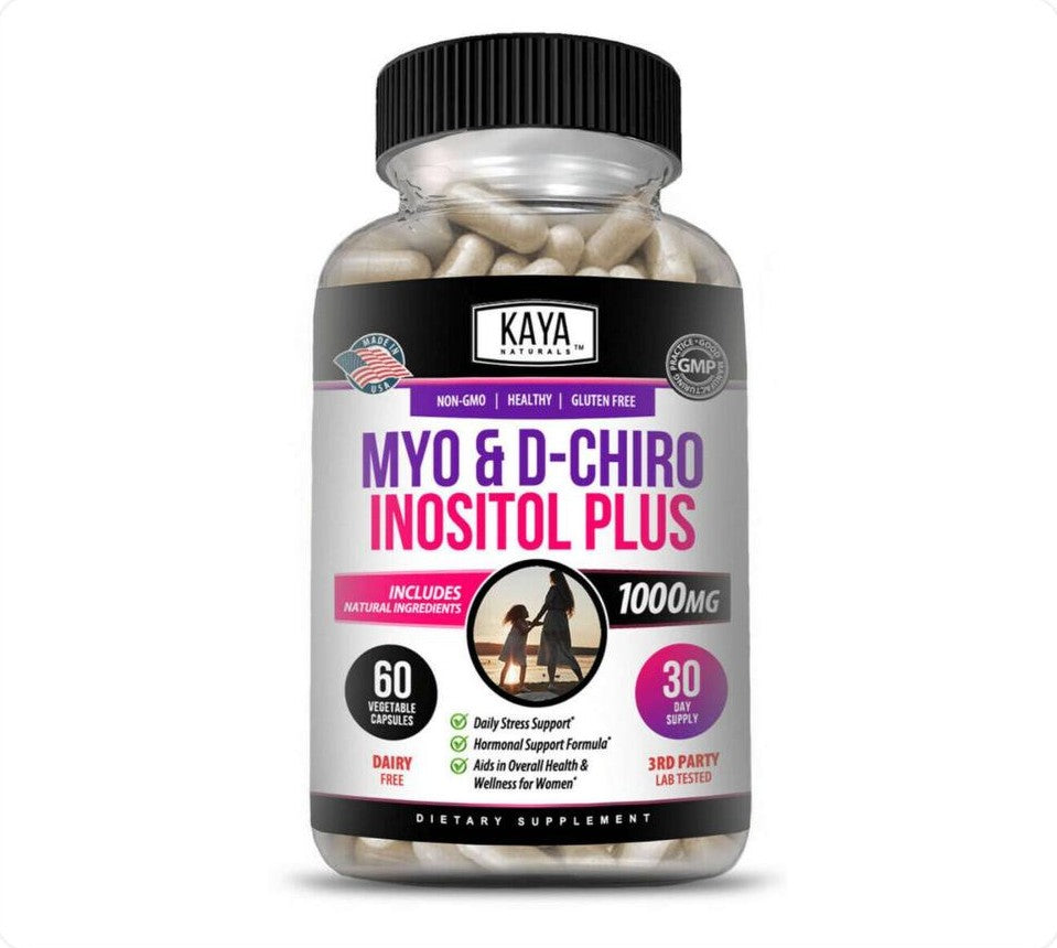 عبوة كبسولات ميو ودي-شيرو إينوزيتول بلس من Kaya Naturals سعة 60 كبسولة نباتية
