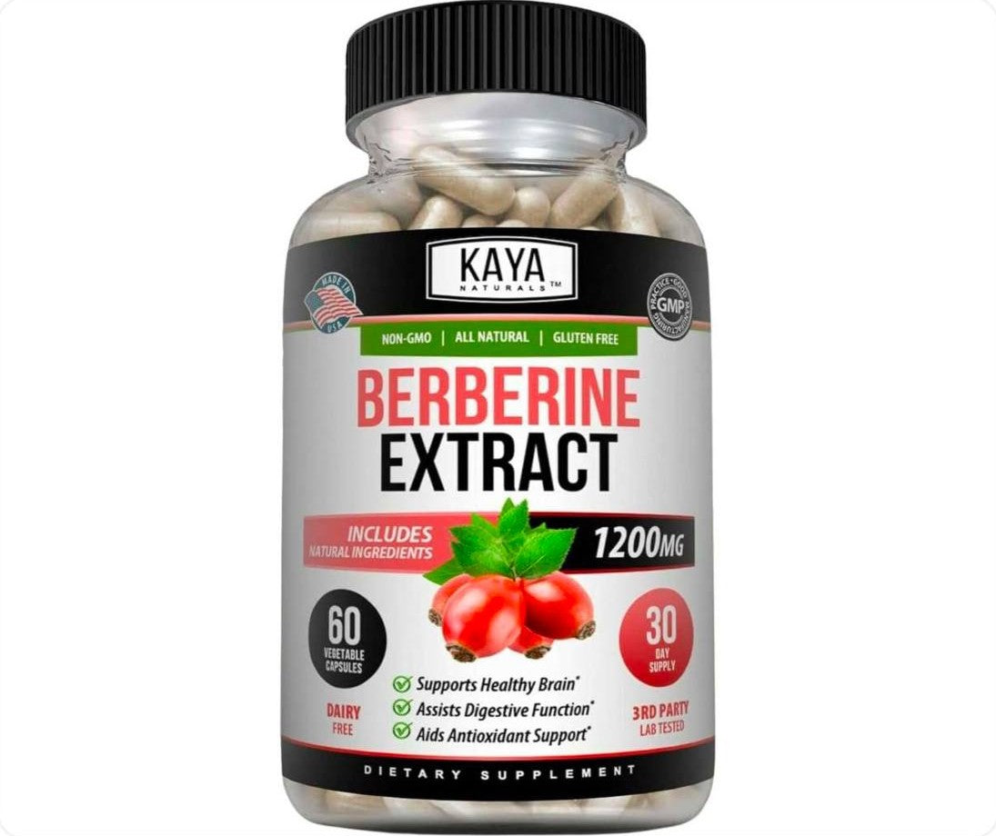 علبة مكمل مستخلص البربرين Berberine Extract من Kaya Naturals سعة 60 كبسولة