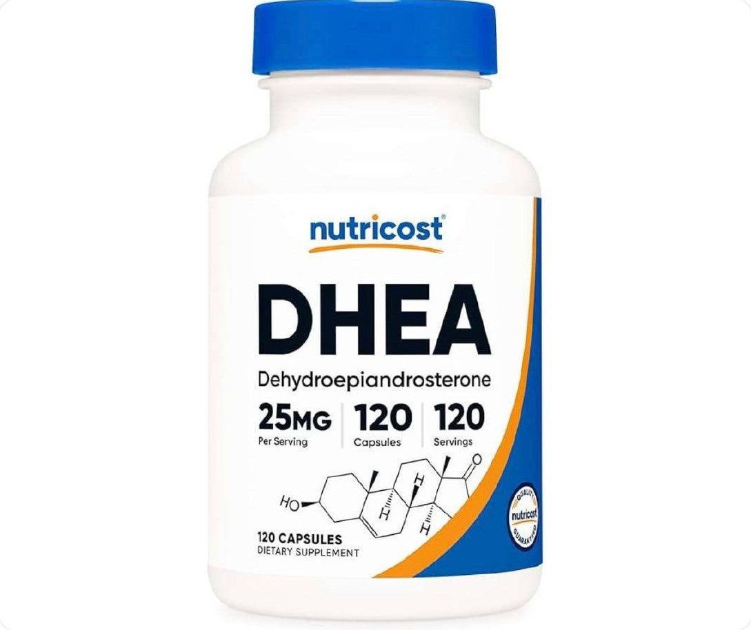 عبوة كبسولات DHEA من Nutricost بتركيز 25 ملغ وتحتوي على 120 كبسولة