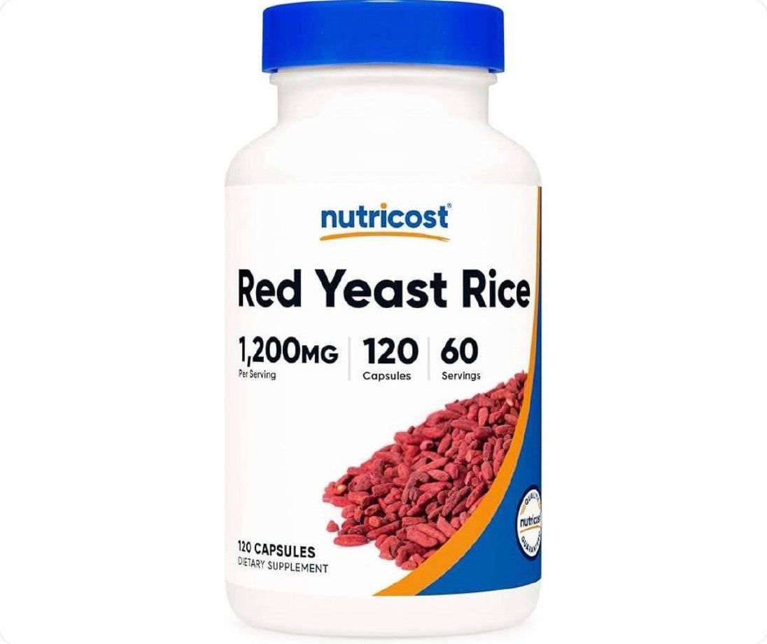 عبوة كبسولات خميرة الأرز الأحمر من Nutricost بتركيز 1200 ملغ 120 كبسولة