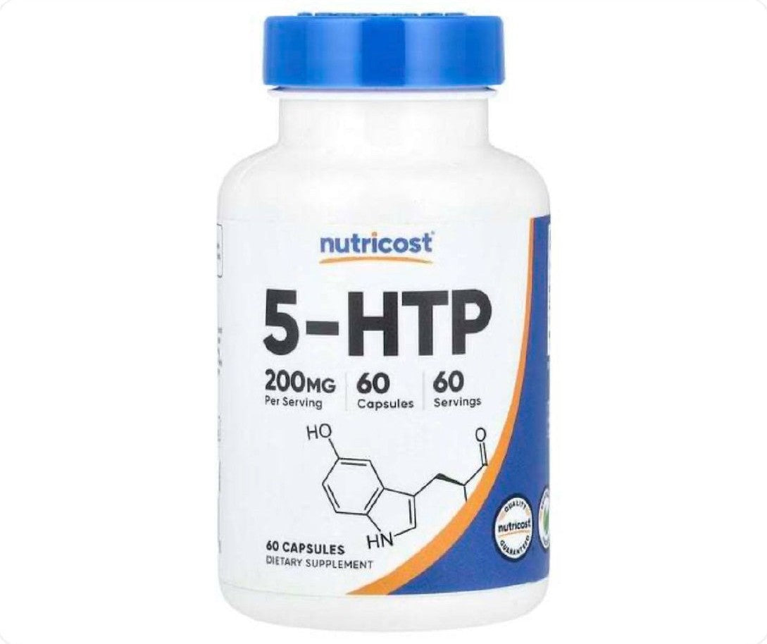 عبوة كبسولات 5-HTP من Nutricost بتركيز 200 ملغ للحصة وعدد 60 كبسولة