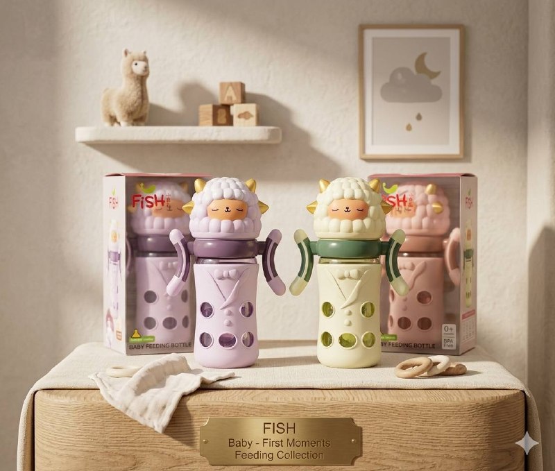 رضاعة أطفال زجاجية فش Fish سعة 240 مل